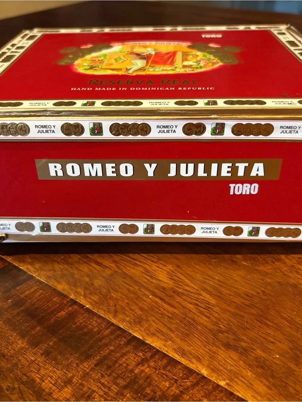 Upcycled Romeo y Julieta Reserva Real Toro Cigar Box Jewelry Organizer Black Red